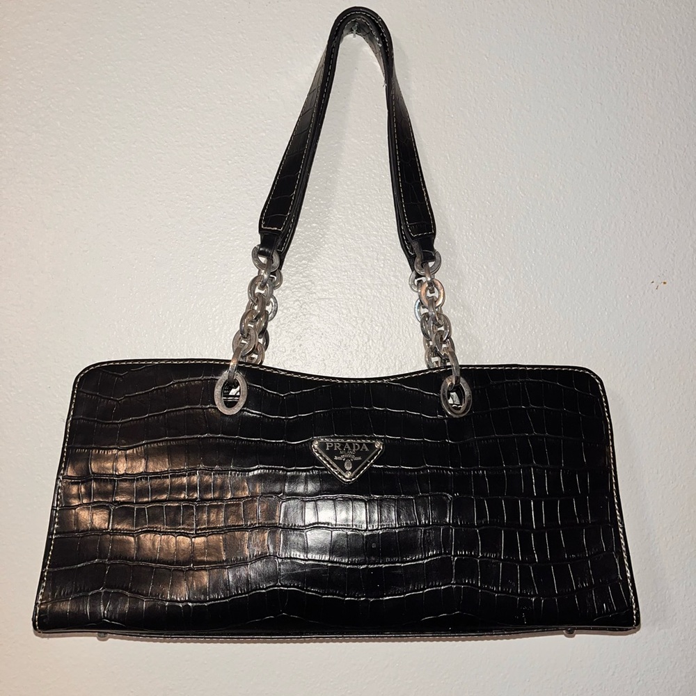 Croc black purse